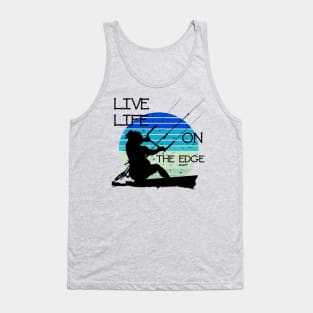 Vintage Sunset Retro Sunrise Black Kitesurfer Silhouette 1 Tank Top